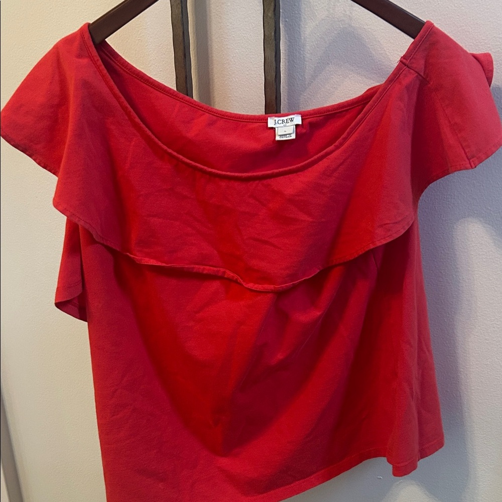J. Crew Red Off-Shoulder Blouse